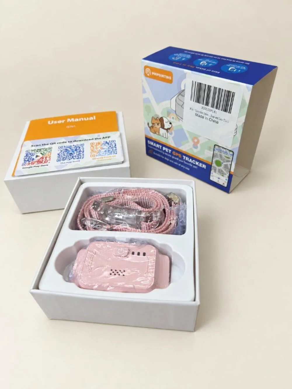 CurvedMoon Pink GPS Dog Collar, Wireless Fence, Pet Tracker
